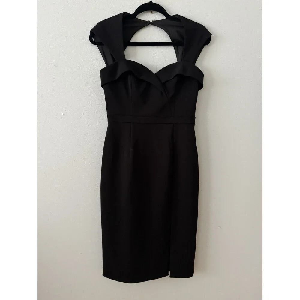 Aidan Mattox Sweetheart Neck Midi Sheath Dress in Black Women’s Size 4